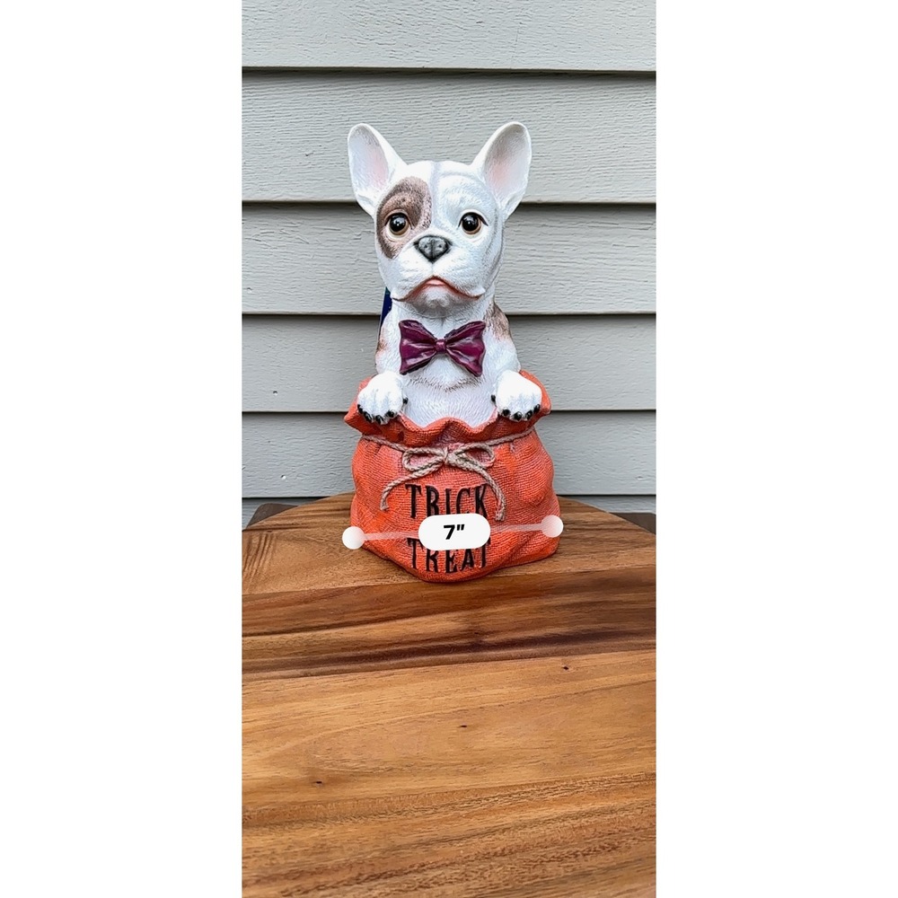 Humane Society French Bulldog Halloween Trick or Treat Sack Figurine 14in White - Picture 14 of 14